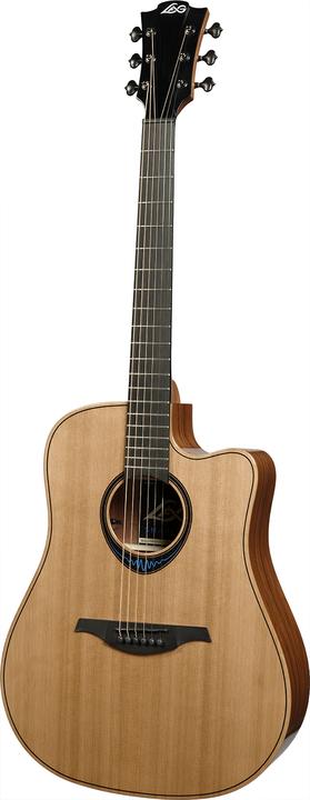 Lâg Guitars TBW2DCE BlueWave 2 Tramontane Dreadnough CE (Chitarra occidentale, Legno rosso massiccio, Marrone Brankowood, Palissandro Santos laminato)