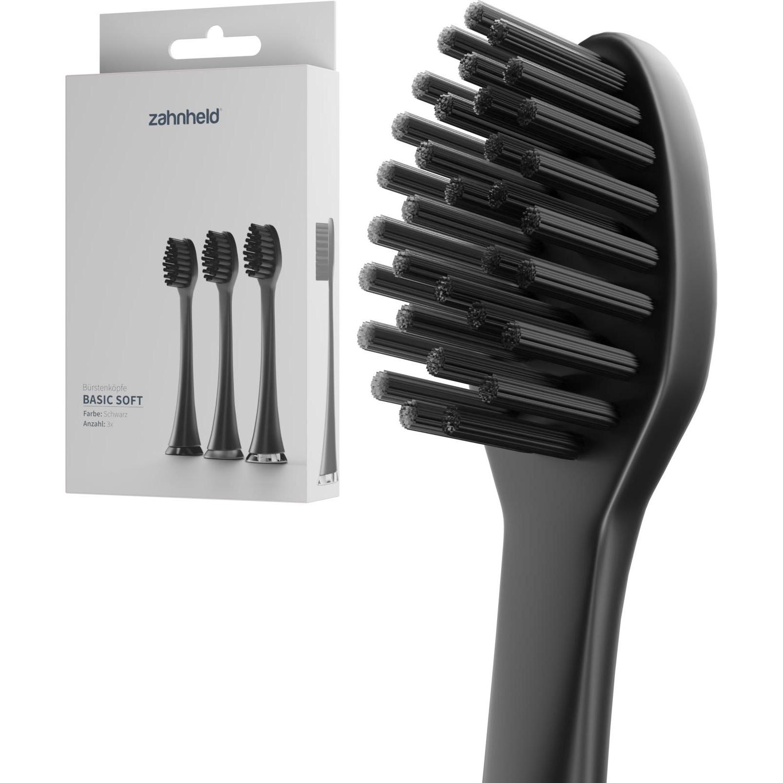 Zahnheld, Zahnbürstenkopf, Bürstenkopf Basic Soft 3x Schwarz (3 x)