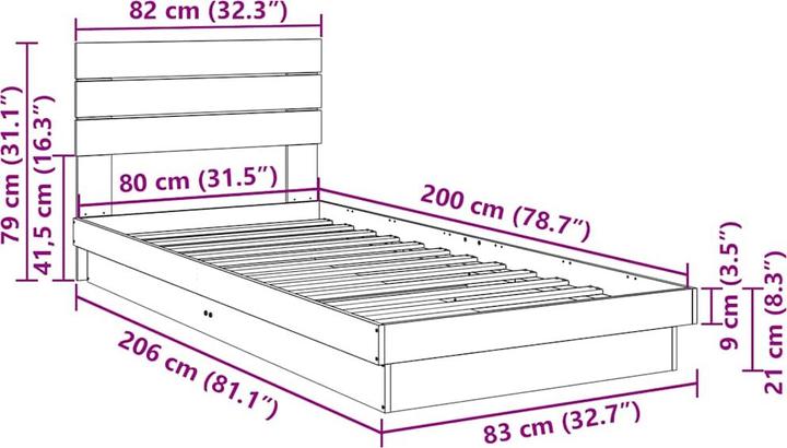 Image du produit vidaXL Bettgestell (80 x 200 cm)