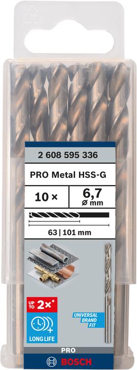 Immagine prodotto Bosch Professional Zubehör Punta PRO Metal HSS-G, 6,7 x 63 x 101 mm (6,7 mm)