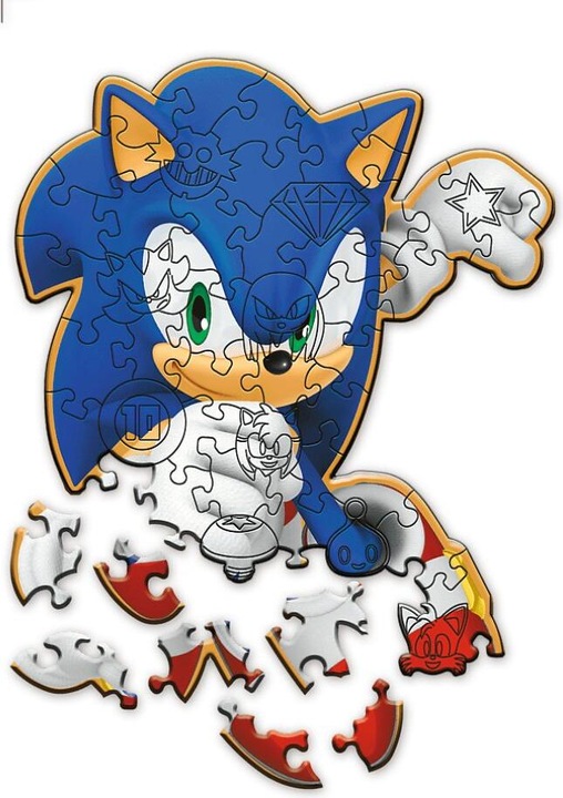 Productafbeelding Trefl Houten Puzzel Speciale Vorm 50 - Sonic (50 onderdelen)