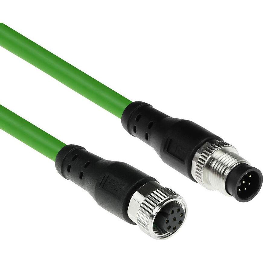 ACT Industrial 5.00 meters Sensor cable M12A 8-pin male to M12A 8-pin female, Ultraflex TPE cable, shiel, Elektronikkabe...
