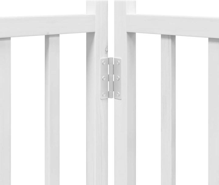 Produktbild vidaXL Hundetor mit Tür Faltbar Hundegitter Schutzgitter Weiss 4-tlg. Massivholz (6 cm)