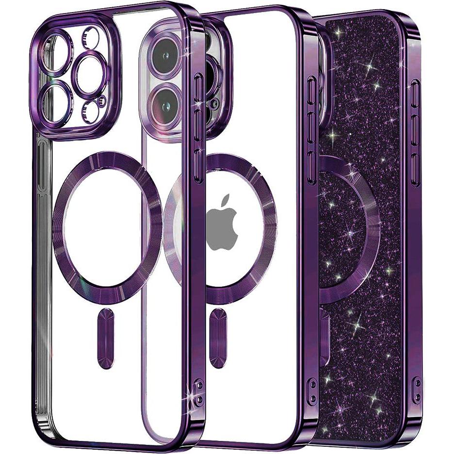 Techsuit - Luxury Glitter MagSafe - iPhone 16 Pro - Deep Purple (Apple iPhone 16 Pro), Cover smartphone, Viola