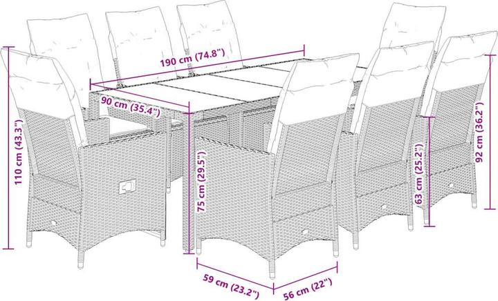 Produktbild vidaXL Garten Essgruppe