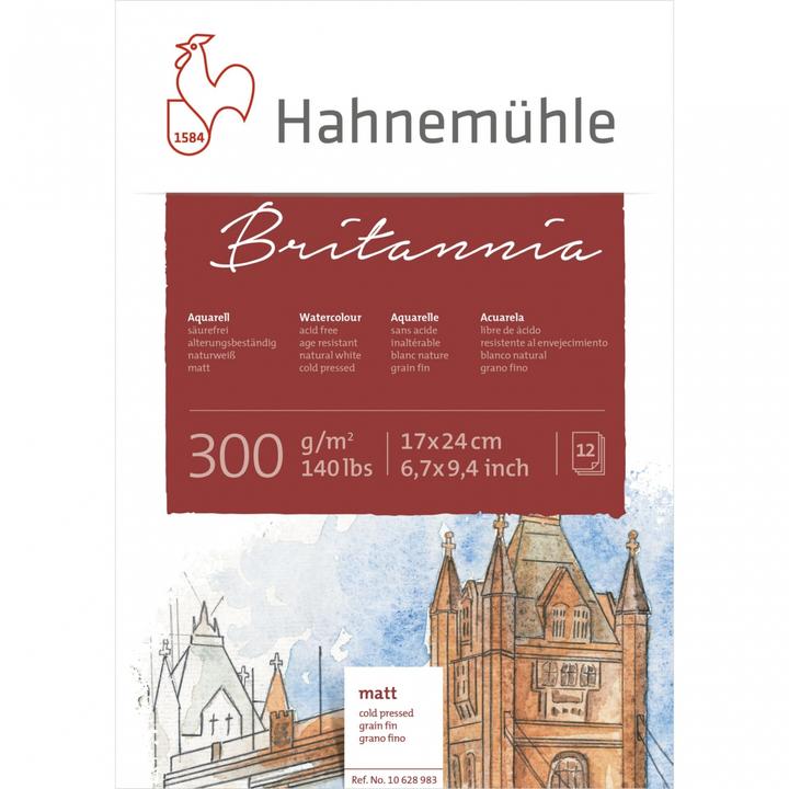 Actual product image Hahnemühle Watercolour Pad Britannia 17,0 x 24,0 cm (17 x 24 cm, Plain)