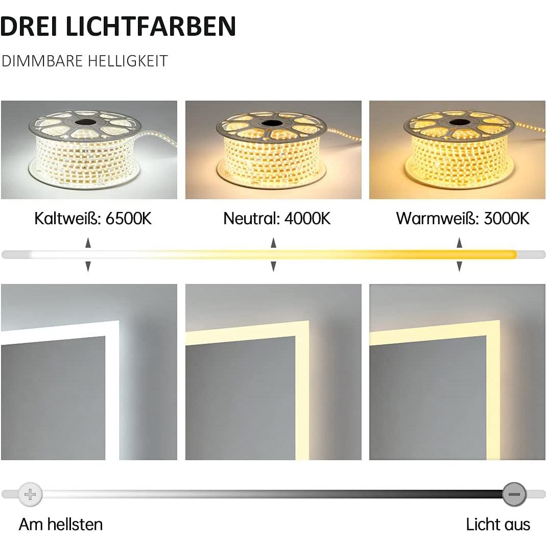 Thumbnail - Emke, Spiegelschrank, Badspiegel mit Beleuchtung Φ70cm,Beschlagfrei, 3 Farbtemperaturen(3000K-6500K) und dimmbaren (80 x...