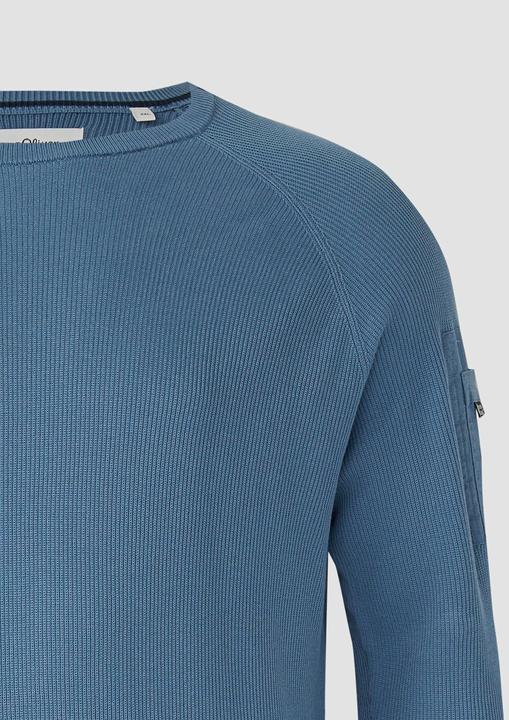 Produktbild s.Oliver Strickpullover Strukturierter Raglanpullover aus Baumwolle mit Ärmeltasche (3XL)