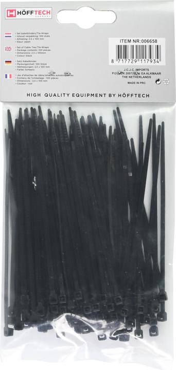 Image du produit Benson Serre cables 2,5 x 100 mm 100 pcs noir (Serre-câbles en plastique, 100 mm, 100 pcs)