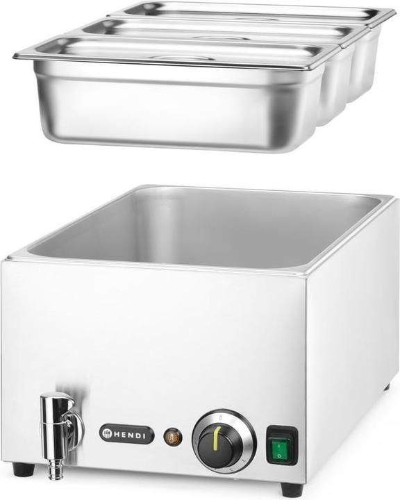 Produktbild Hendi Set: Bain-Marie Ranger mit Ablasshahn + 3x GN 1/3 Behälter mit Deckel,, GN 1/1, 230V/100