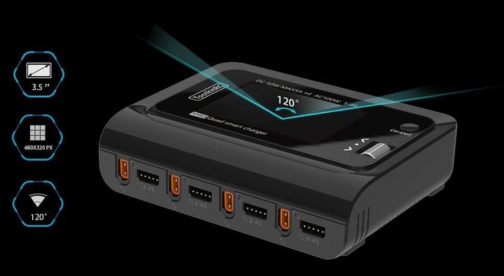 Immagine prodotto Toolkitrc Caricabatterie Quad AC/DC M4Q, 50W, XT60, 2-4S