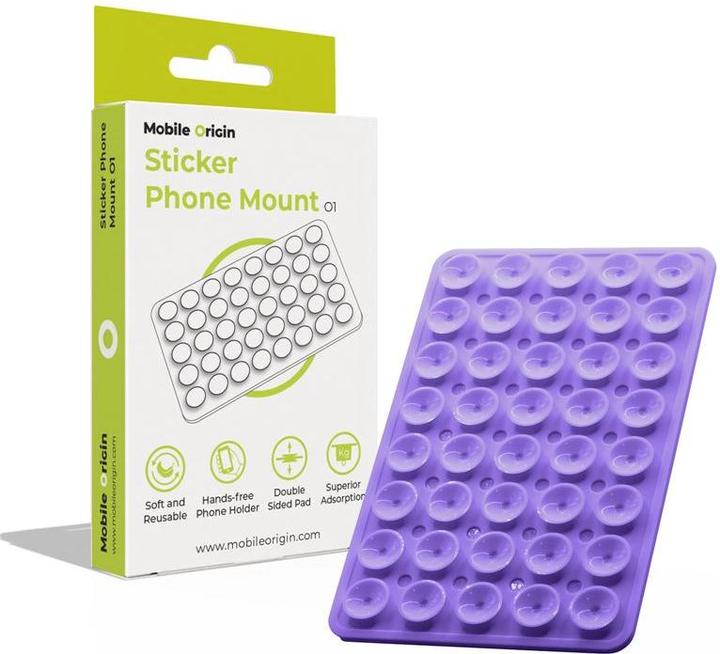 Mobile Origin Sticker Phone Mount O1 lila / Silikon-Telefonhalterung mit Saugnäpfen