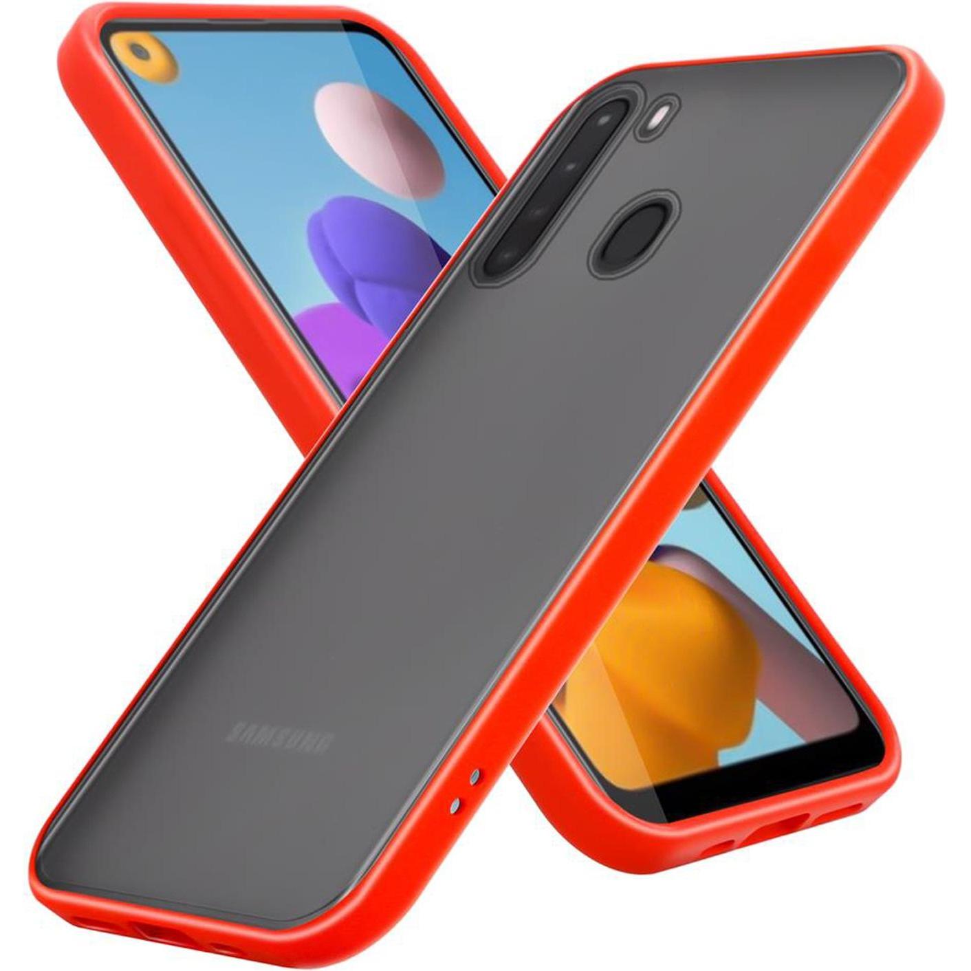 Cadorabo Hybrid Matt Cover (Samsung Galaxy A21), Smartphone Hülle, Transparent