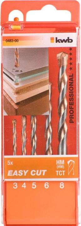 Actual product image kwb EASY CUT all-purpose drill bit set 5 pcs. (3 mm, 4 mm, 5 mm, 6 mm, 8 mm)