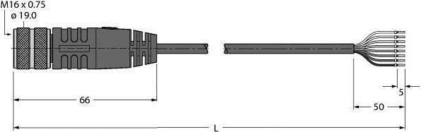 Immagine prodotto Turck Cavo dell'attuatore e del sensore Cavo di collegamento BKWM14-E03-5/S90 (5 m)