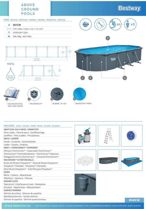 Image du produit Bestway Hydrium Oval Pool Set 730x360x130cm (730 x 360 x 130 cm)