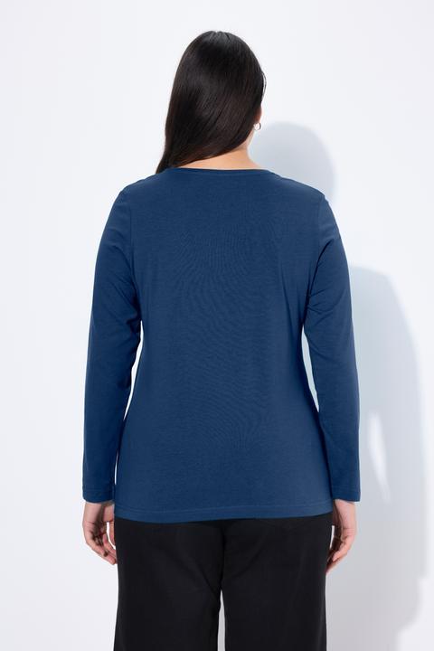 Actual product image Ulla Popken Basic Round Neck Long Sleeve Slim Fit Cotton Tee (50, 52)