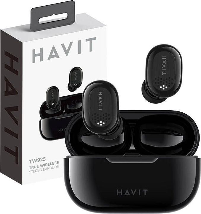 Produktbild Havit TWS Bluetooth Headset Black Kabellos Kopfhörer im Ohr Musik Schwarz (5 h, Kabellos)