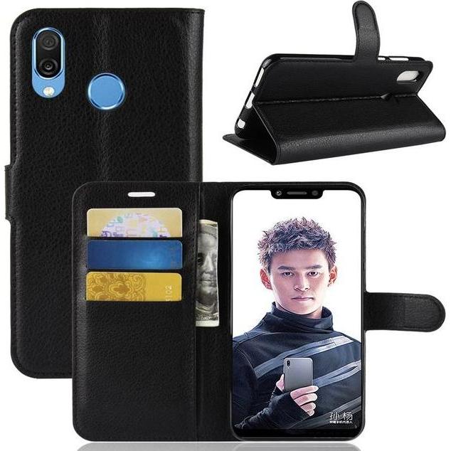 Thumbnail - MU Classic Litchi Leder Bookcover Series (Honor Play), Smartphone Hülle, Schwarz