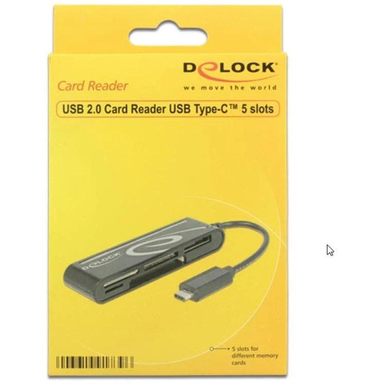 Thumbnail - Delock USB 2.0 USB Type-C 5 Slots, schwarz (USB-C), Speicherkartenlesegerät, Schwarz