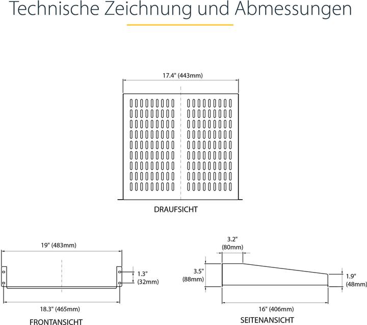 Produktbild StarTech 2U 16 RACK MOUNT SHELF
