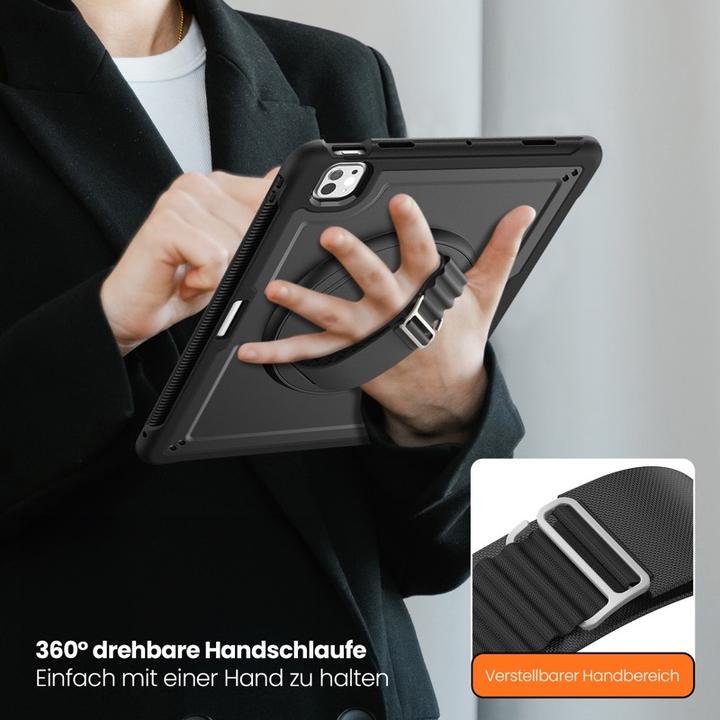 Immagine prodotto RPD iPad Pro 11” 5. Gen. (M4, 2024) - - HEX-S FE, Rugged TPU Case mit Handstrap, schwarz (iPad Pro 11 2024 (5a generazione))