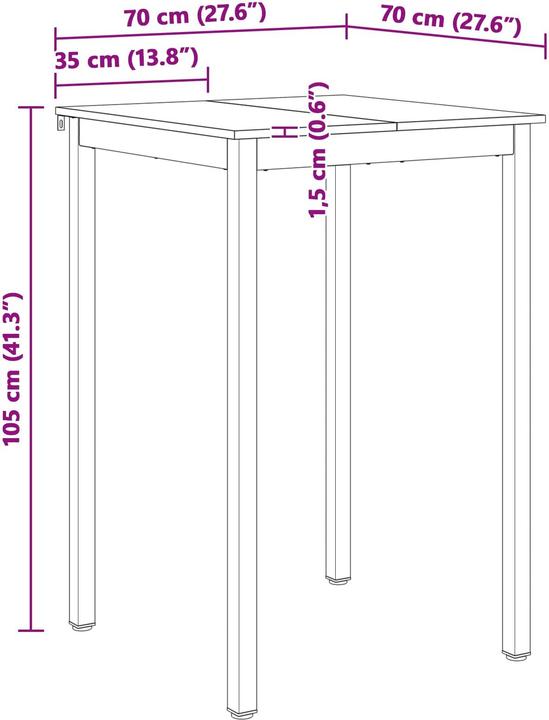 Image du produit vidaXL Bartisch (70 x 70 x 105 cm)