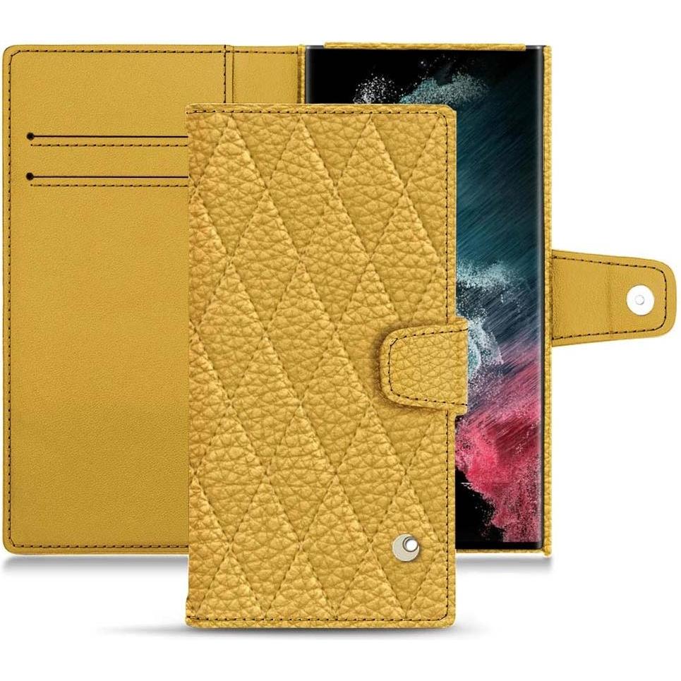 Noreve Lederschutzhülle Wallet (Samsung Galaxy S22 Ultra), Smartphone Hülle, Orange