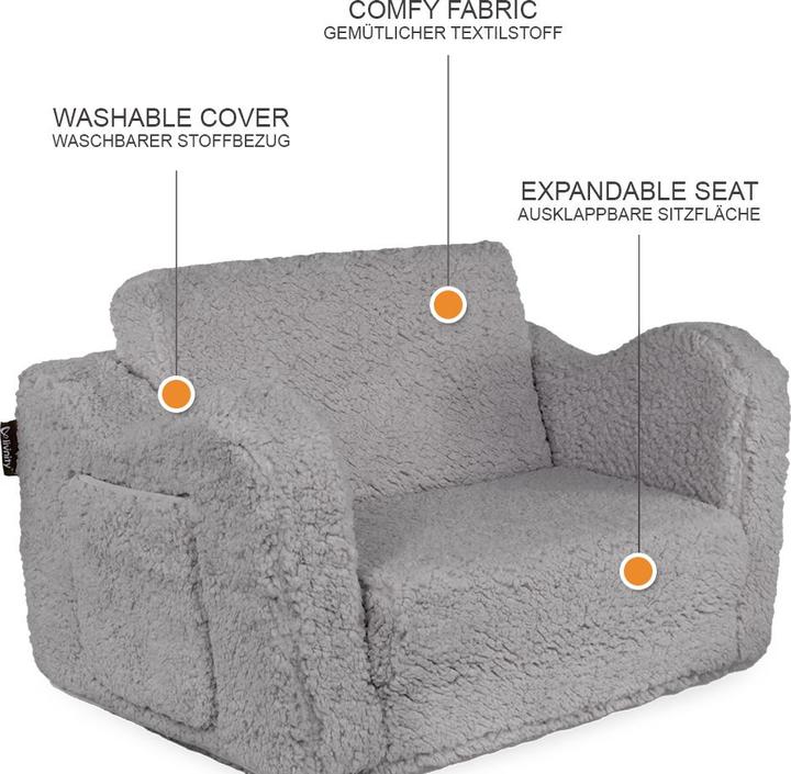 Image du produit Vicco Fauteuil pour enfants Conni, Gris, 60 x 43 cm dépliant (Fauteuil pour enfants)