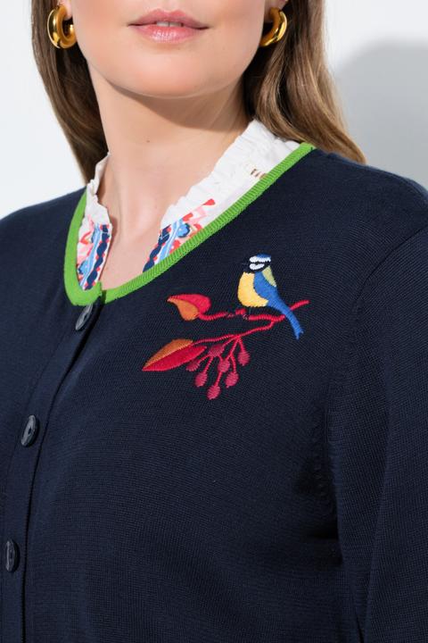Produktbild Ulla Popken Strickjacke, Vogel-Stickerei, Rundhals, Langarm (42, 44)