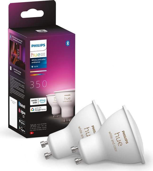 Produktbild Philips Hue White & Color Ambiance BT (GU10, 5.70 W, 350 lm, 2 x, G)