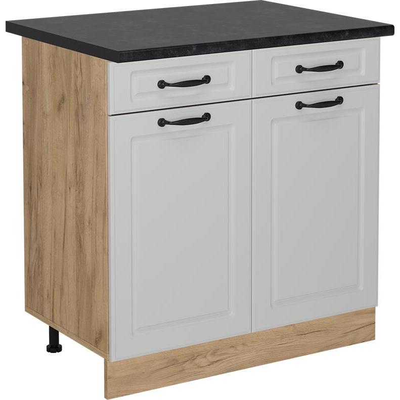 Vicco, Regal, Küchenunterschrank R-Line, Weiss Landhaus/Goldkraft Eiche, 80 cm, AP Anthrazit