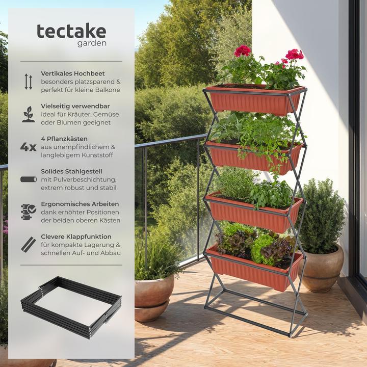 Image du produit tectake Jardinière verticale avec 4 bacs à fleurs