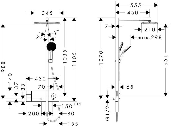 Produktbild hansgrohe Regendusche mit Thermostat, Handbrause und Power Rain Jets für maximalen Komfort