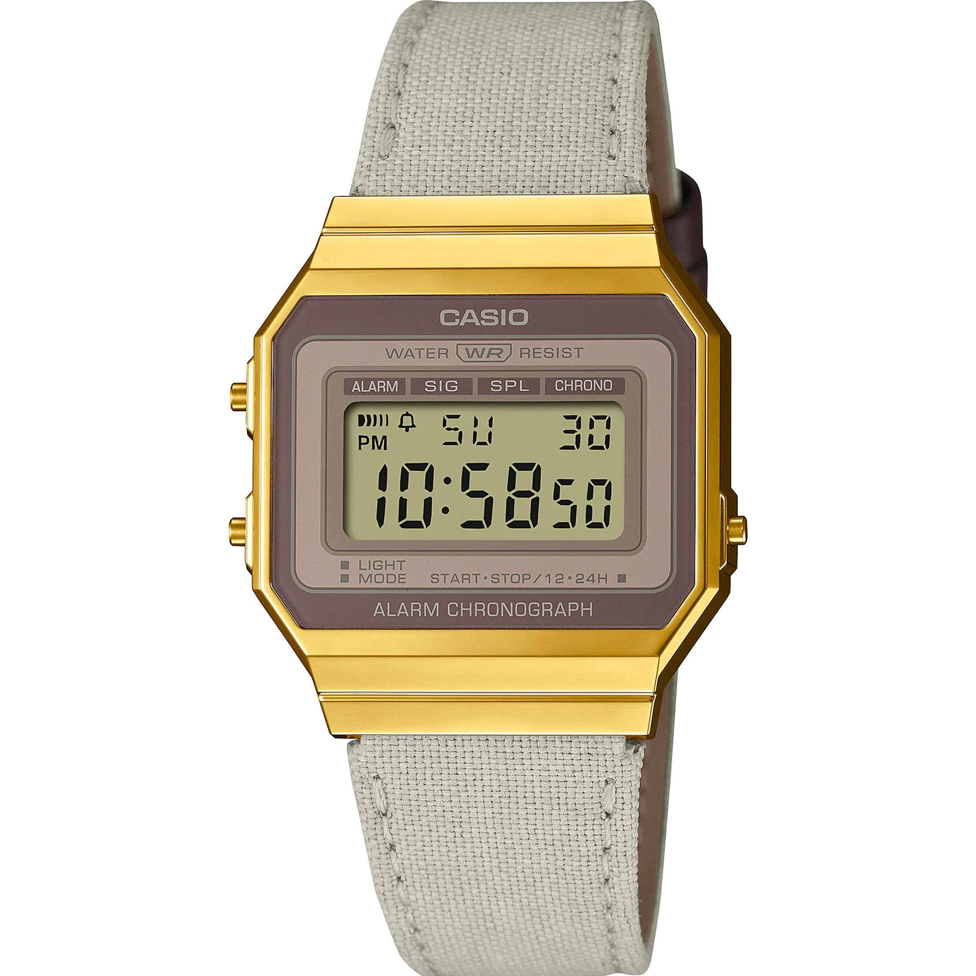 Casio, Armbanduhr, Retro Vintage - A700WEGL-7AEF, Braun, (Uhr mit Schmuckstein, 35 mm)