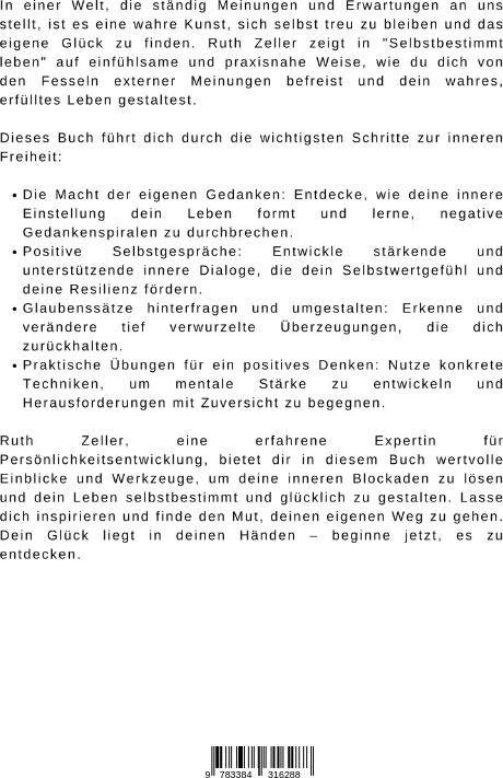 Produktbild Selbstbestimmt leben (Deutsch, Ruth Zeller, 2024)