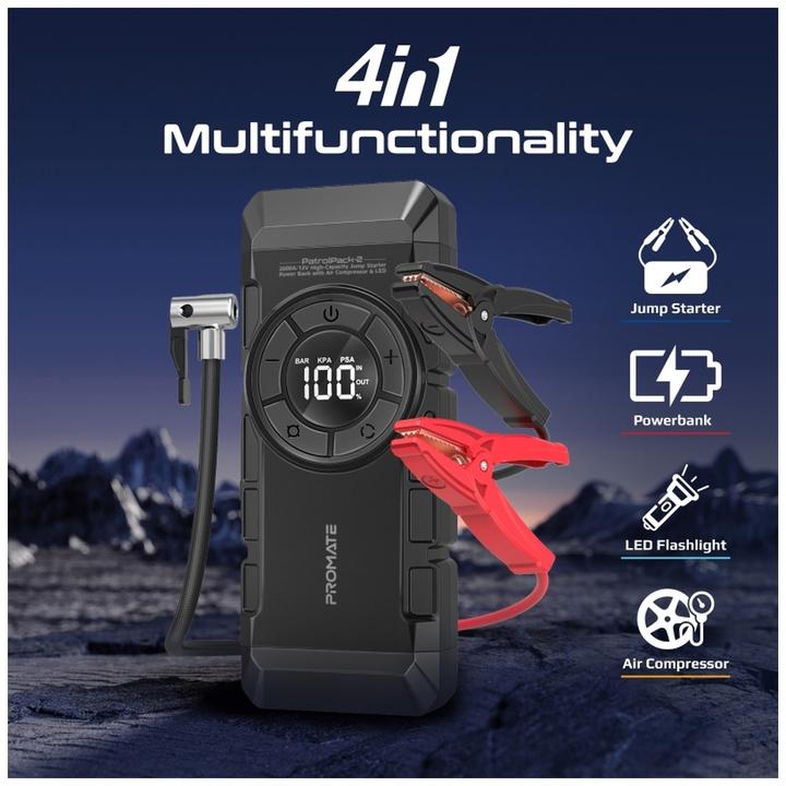 Immagine prodotto ProMate Avviatore di emergenza per auto ad alte prestazioni PatrolPack-2 (2000 A, 12000 mAh)