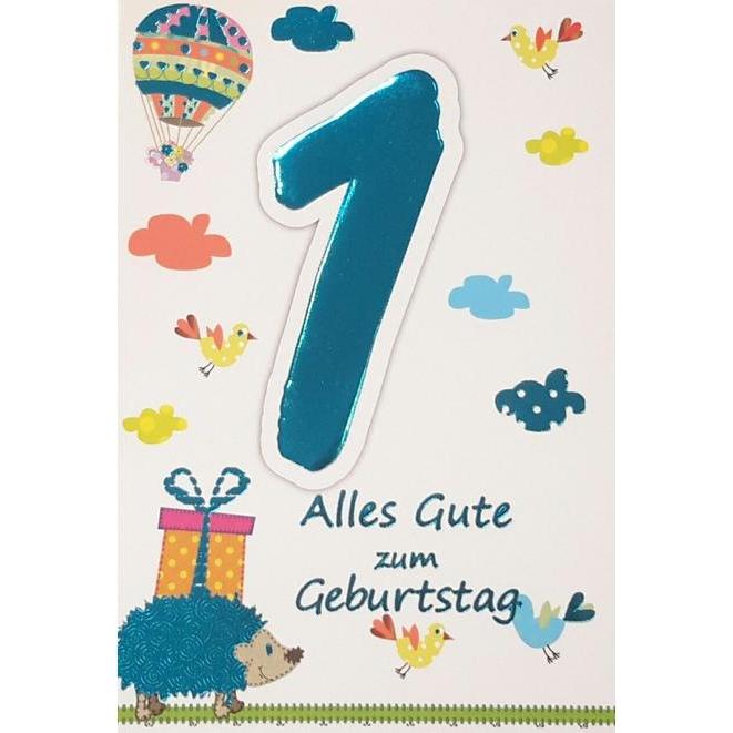 Michel-Verlag, Grusskarte + Briefpapier, Zahlengeburtstagskarte 1. Geburtstag - Jungs (1 Stk.)
