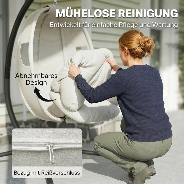 Produktbild Outsunny Hängesessel Verzinkter Stahl, Polyester Hellgrau