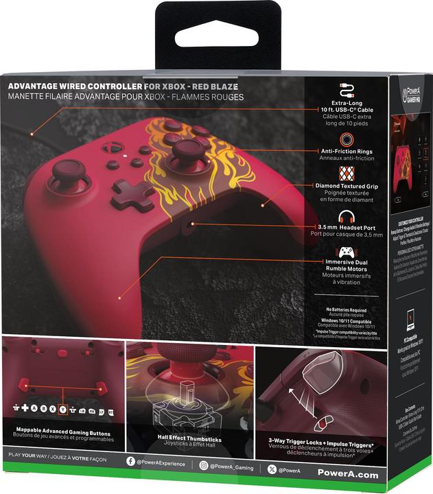 Produktbild PowerA Advantage Wired Red Blaze Controller (Rot (PC, Xbox One S, Xbox Series S, Xbox Series X)