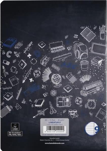 Image du produit Landré A5 cahier d'écolier cousu à cheval 2 fois (A5, À rayures, Couverture rigide)