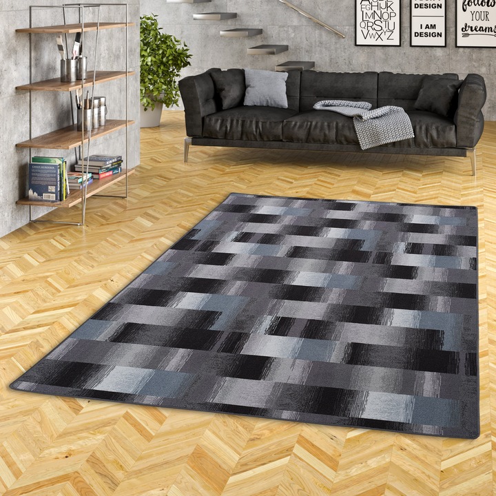 Produktbild Snapstyle Designer Velour Teppich Mystic Karo (80 x 400 cm)