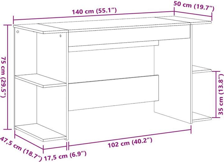 Produktbild VidaXL Schreibtisch (140 x 50 x 75 cm)