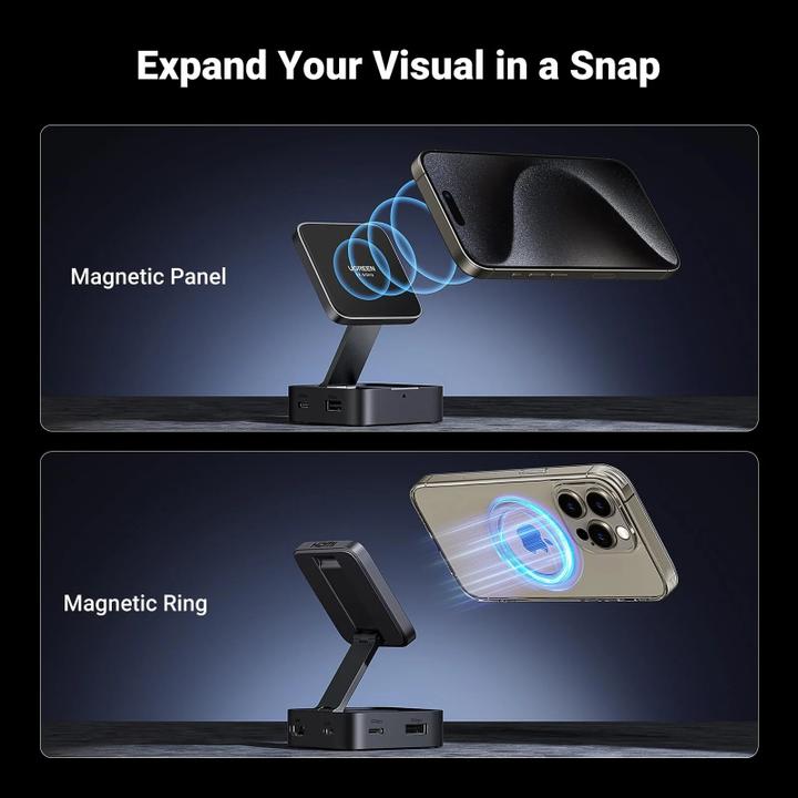 Produktbild Ugreen USB-C Hub CM801, 1 x USB-A 3.0 - 2 x USB-C - 1 x HDMI, Grey (USB-C)