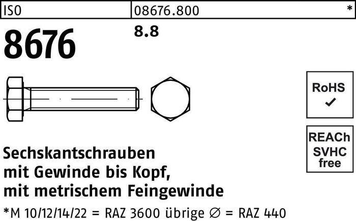 Produktbild Sechskantschraube ISO 8676 VG M 18 x1,5 x 35 8.8 (50 Schrauben pro Stück)