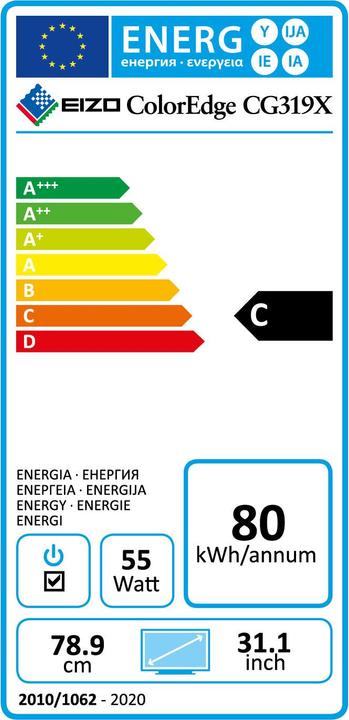 Energy Label Eizo CG319X ColorEdge (4096 x 2160 pixels, 31")