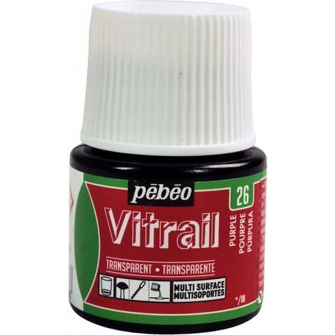 Pebeo, Künstlerfarbe + Bastelfarbe, Vitrail Transparentfarben (Purpur, 45 ml)