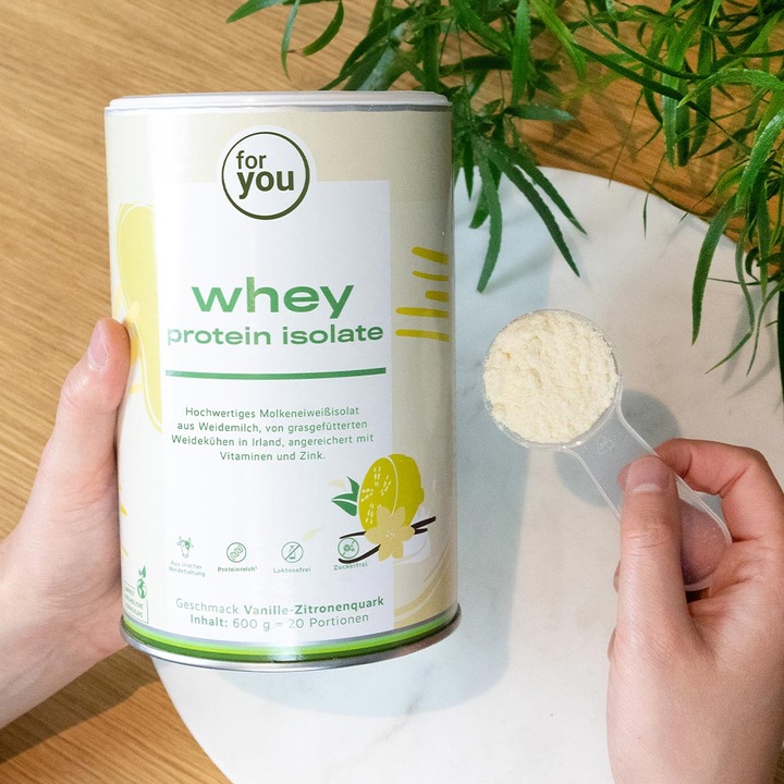 Produktbild For You whey protein isolate - Vanille-Zitronenquark (Vanille-Zitronenquark, 1 Stk., 600 g)