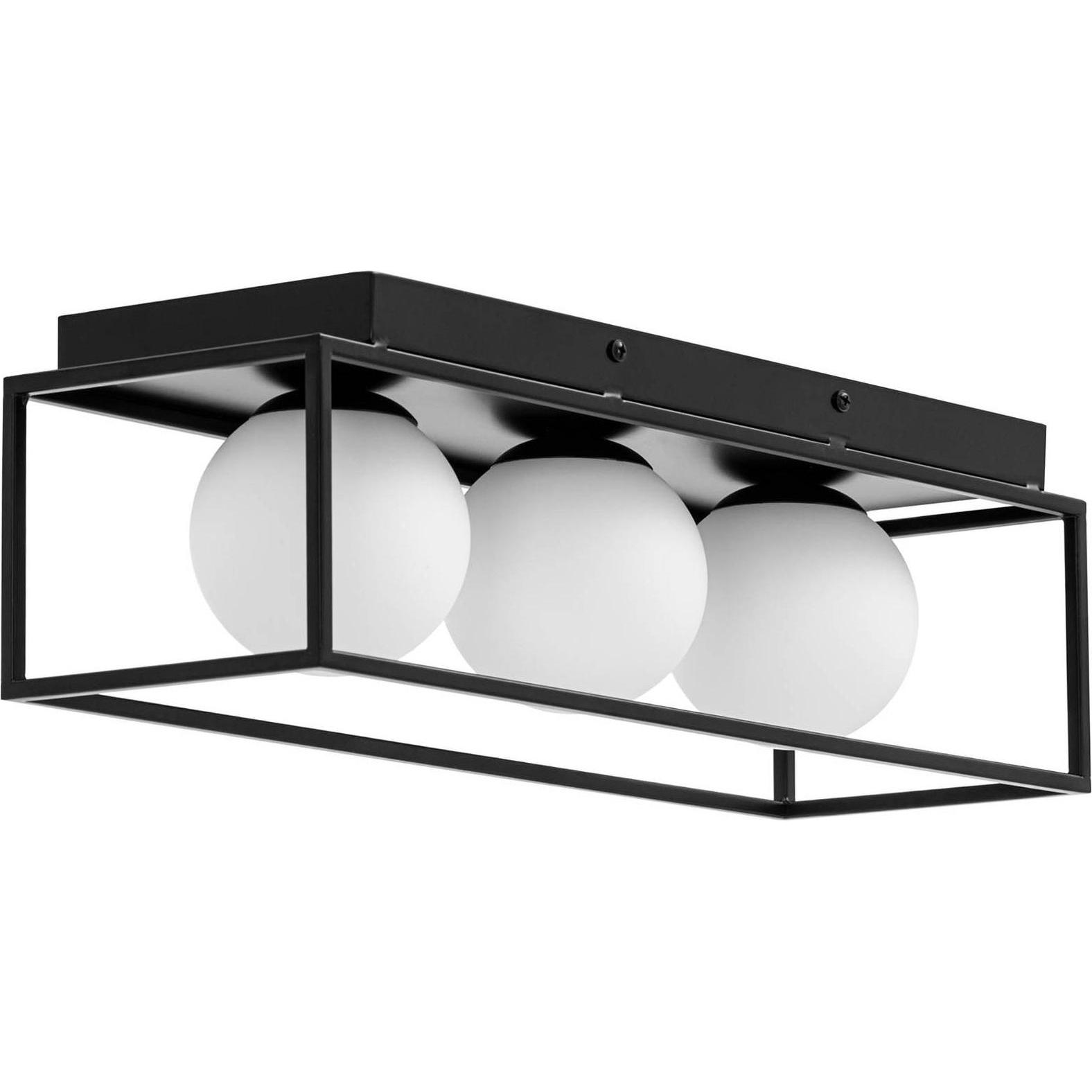 Uniprodo, Wandleuchte + Deckenleuchte, Deckenleuchte 30 W 3 Glaskugeln Deckenlampe Wohnzimmer Schlafzimmer Eisenrahmen (...
