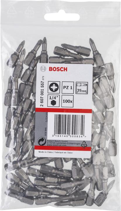 Actual product image Bosch Professional Zubehör Screwdriver bit extra-hard PZ 1, 25 mm, 100-pack (Cross Pozidriv PZ M1)